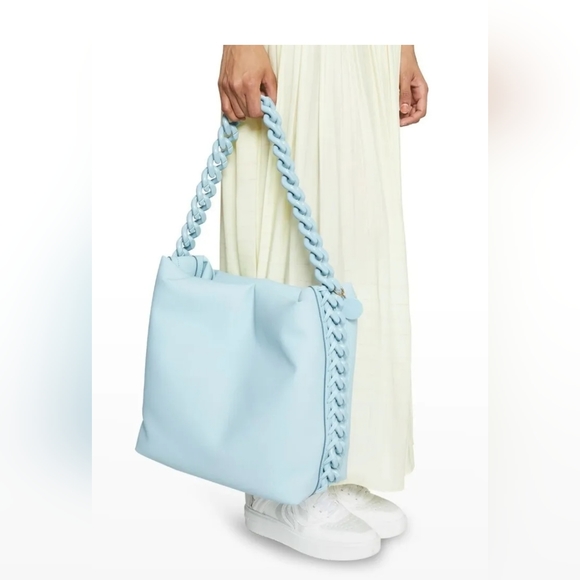 $2150 NWT STELLA MCCARTNEY BABY BLUE PUFFY FAUX LEATHER CHAIN TOTE SHOULDER BAG - Picture 7 of 8